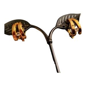 Vintage Clip On Goldtone Earrings with Rhinestone